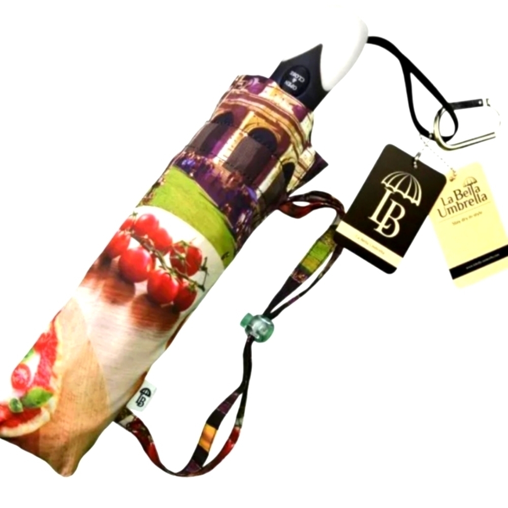 La Bella Umbrella Rome Colliseum Pizza Quality Rain Gift Box